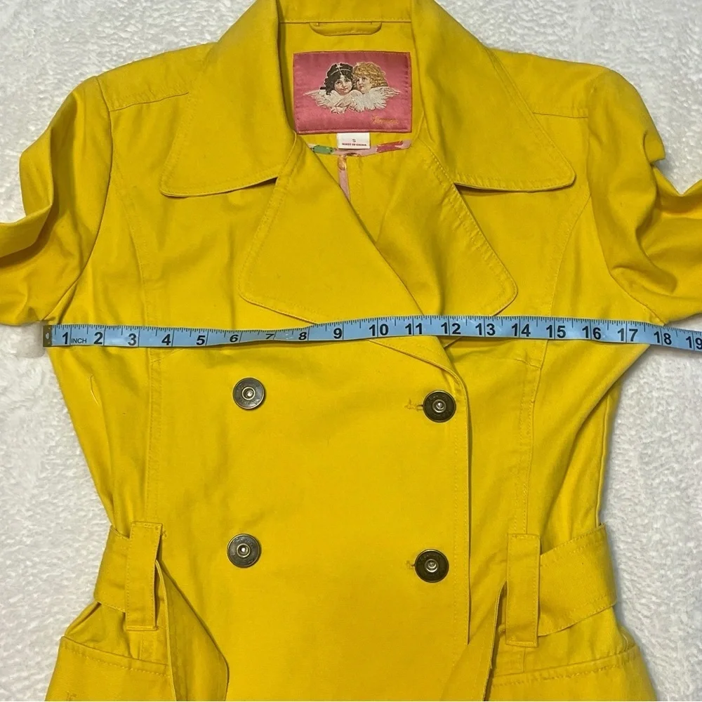 Fiorucci Bright Yellow Double Breasted Transitional‎ Spring Trench Dopamine Coat